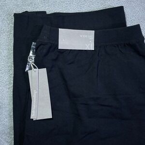 Soft Surroundings XL Black Wide Leg Crop Women's Pants‎ Button Art Gentle Breeze